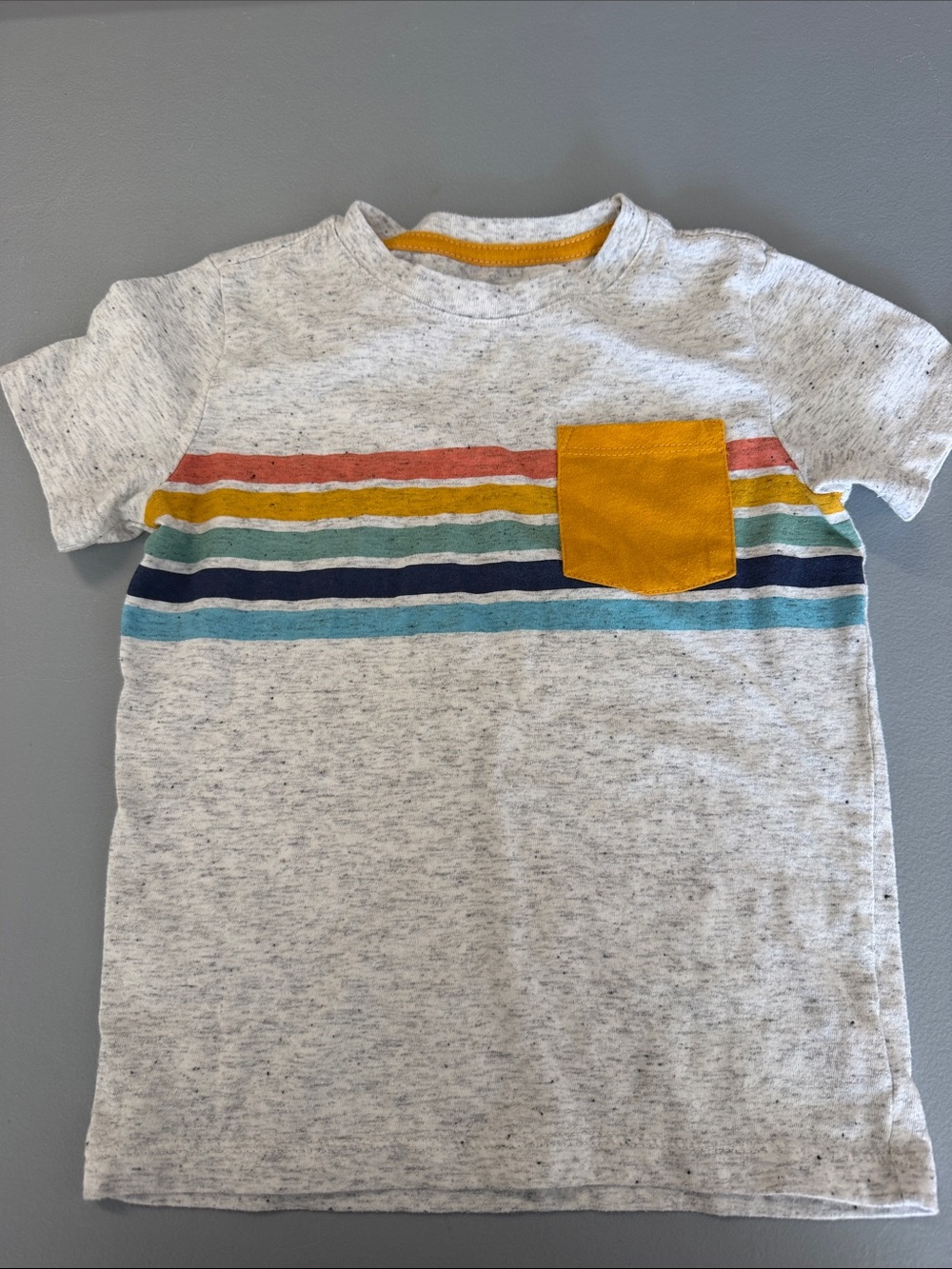 Cat & Jack Heather Stripe Tee with Mustard Chest Pocket